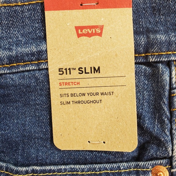 New Levi's 511 Slim Jeans Mens W32 L29 Blue Stretch Denim 04511-6363 - Picture 10 of 10